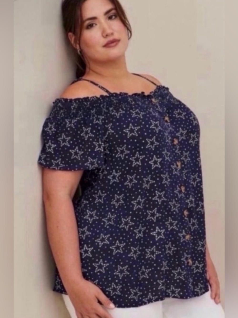 Torrid Smocked Cold Shoulder Top Size 2X Blue New